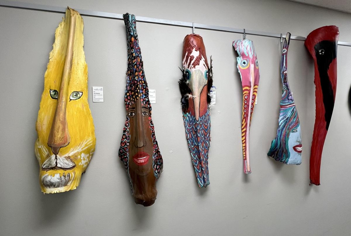 Six colorful masks artwork