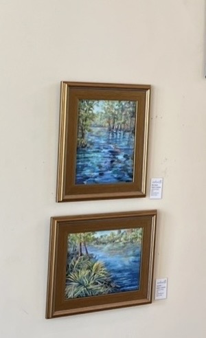 Two pieces of artwork featuring rivers.