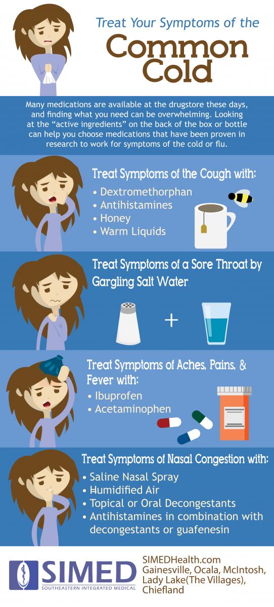 Treat Your Symptoms of the Common Cold Flat Design Infographic