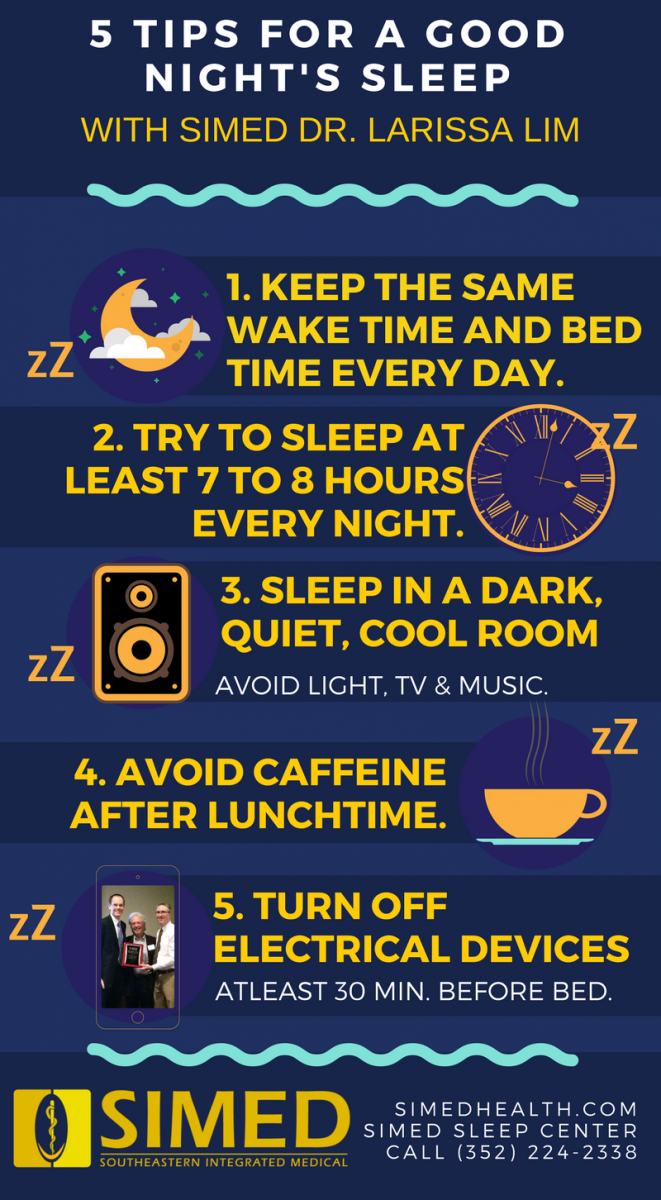 Infographic on tips to get a good night sleep and improve sleep
