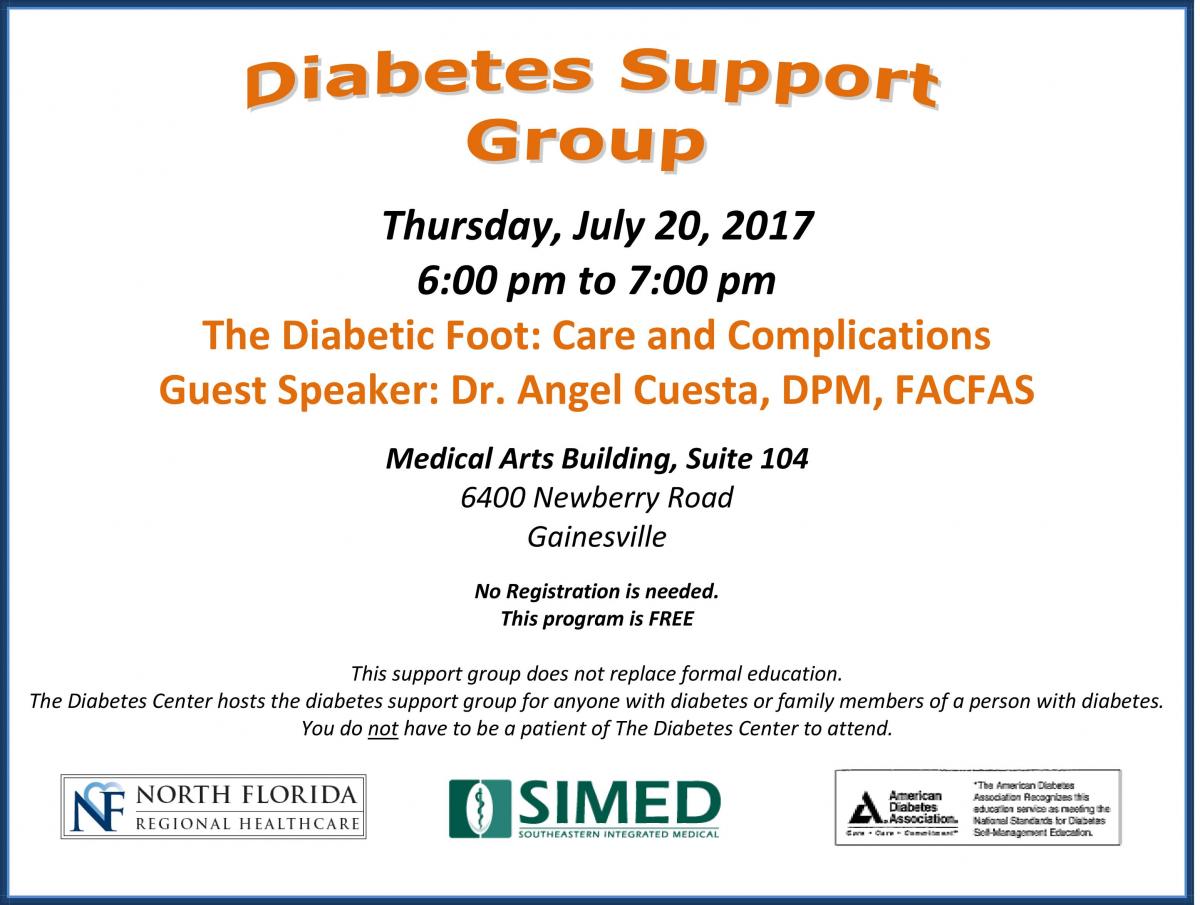 Dr. Angel Cuesta presents at the Gainesville Diabetes Support Group on Diabetic Foot Care